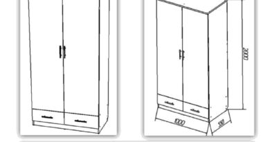 Схематичный чертеж двухстворчатого шкафа