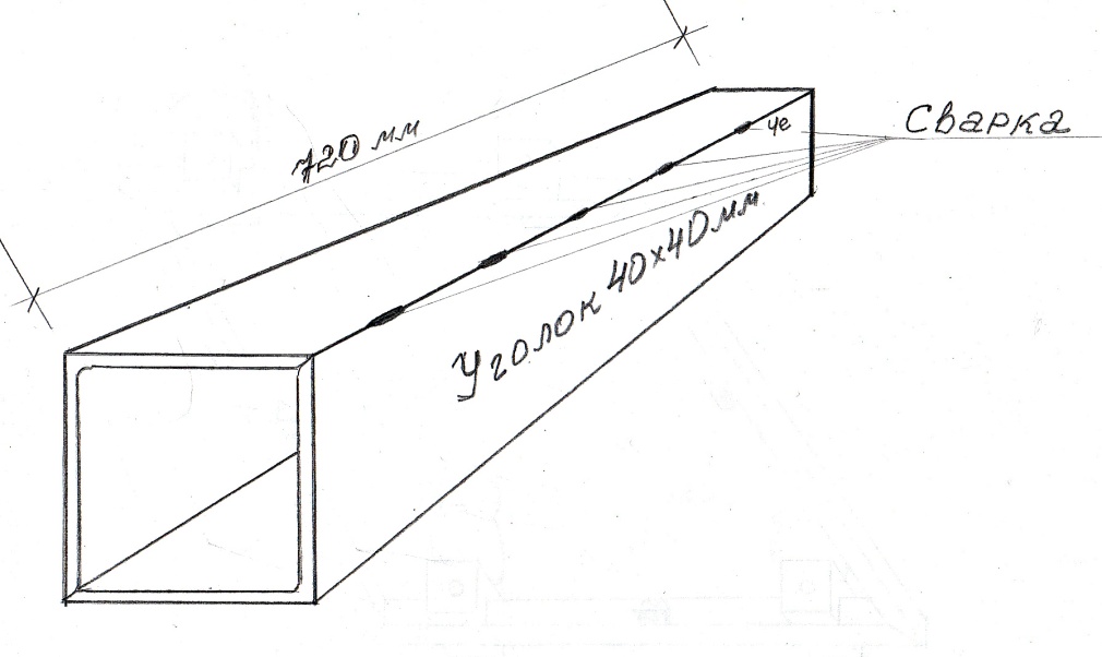 Сварка двух металлических уголков в квадрат для основания стола